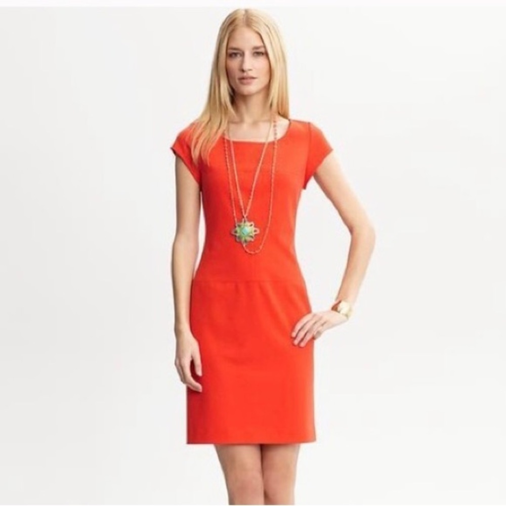 Banana Republic Cap-Sleeve Ponte Sheath Dress